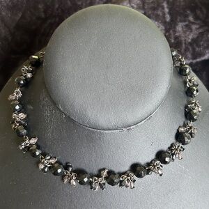 Vintage Black Beaded Vampy Necklace Choker Whimsigoth Chunky Choker